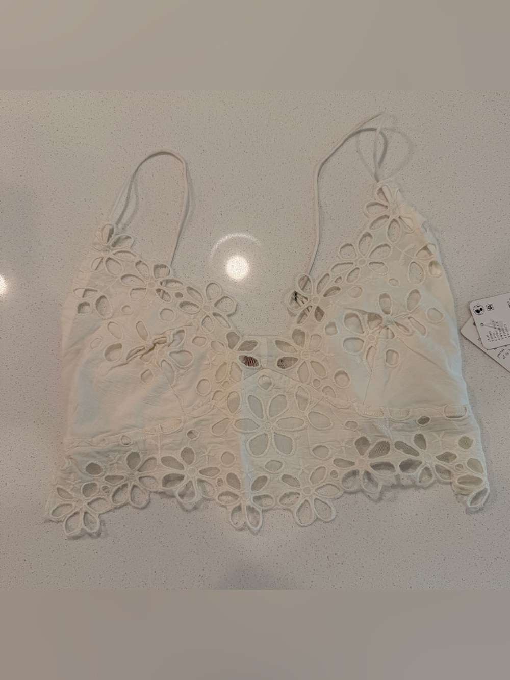 NWT Free People Lace Crochet Bralette Top - White